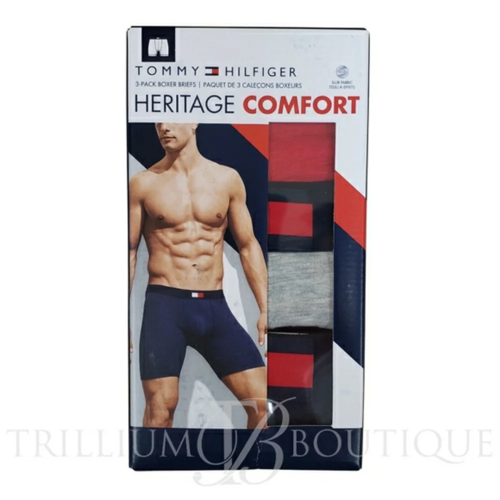 TOMMY HILFIGER Heritage Comfort Boxer Briefs 3 Pairs Large Cotton/Elastane NWT